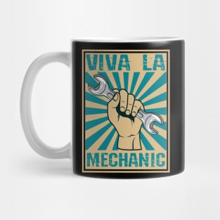 Funny Vintage Viva La Mecanico Retro- color woodblock design Mug